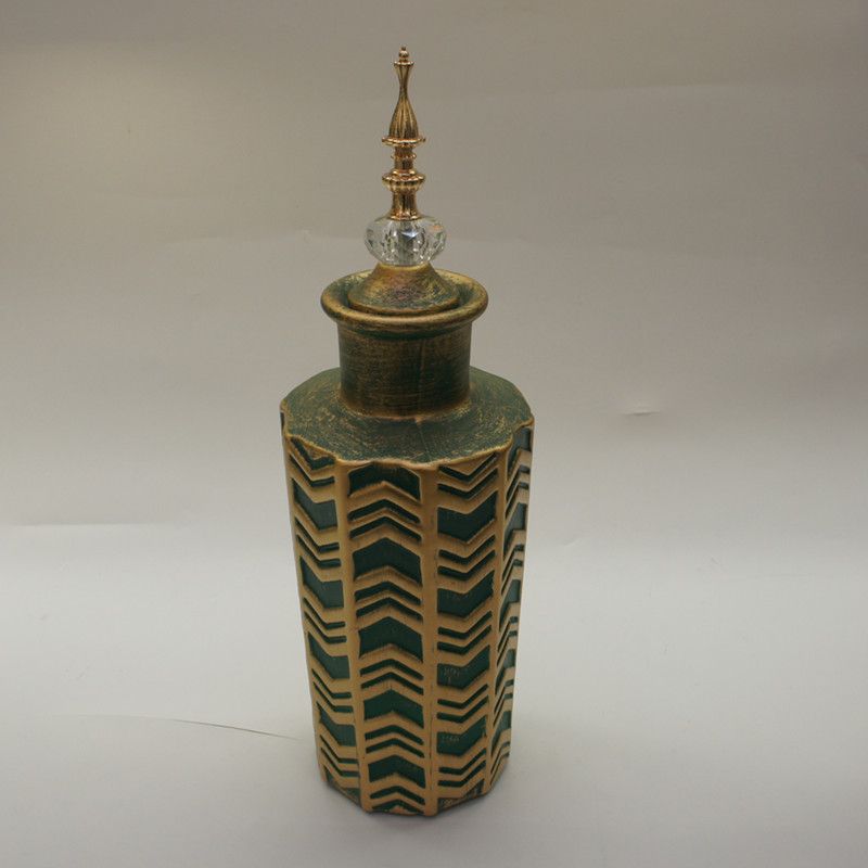 New American ceramic vase three-piece creative hotel soft decoration pieces hand-painted ceramic dry vase process 02 Golden Castle vase Application Scenario