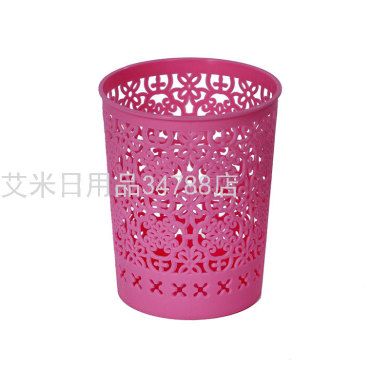 创意仿藤编塑料笔筒 多功能简约镂空学生桌面收纳盒办公文具笔桶