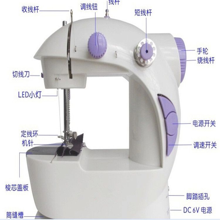 201缝纫机家用电动迷你台式小脚踏缝纫机 家用白底实物图