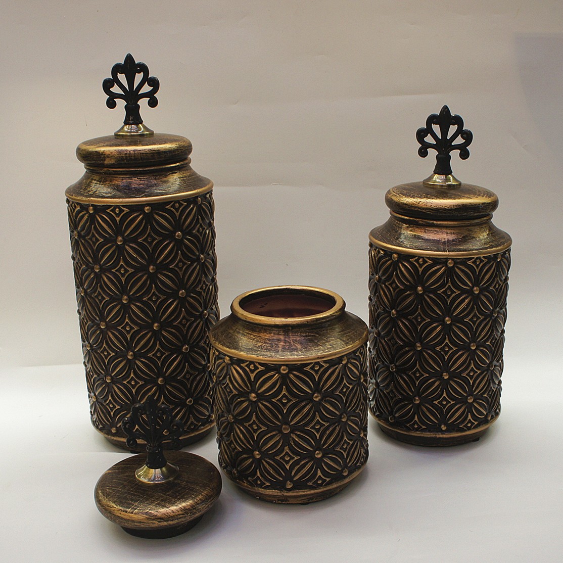 新款美式陶瓷花瓶三件套 创意酒店软装摆件 手绘陶瓷干花瓶工艺8金堡花瓶详情图8
