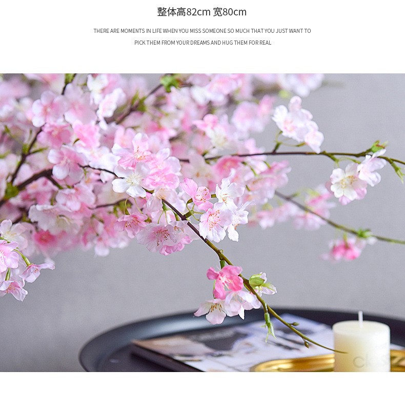 The manufacturer simulates 4-pronged cherry blossom branches, long branches, artificial flowers, silk fabric, plastic flowers, wedding decorations, arches, guiding paths, and artificial flowers detail image 11