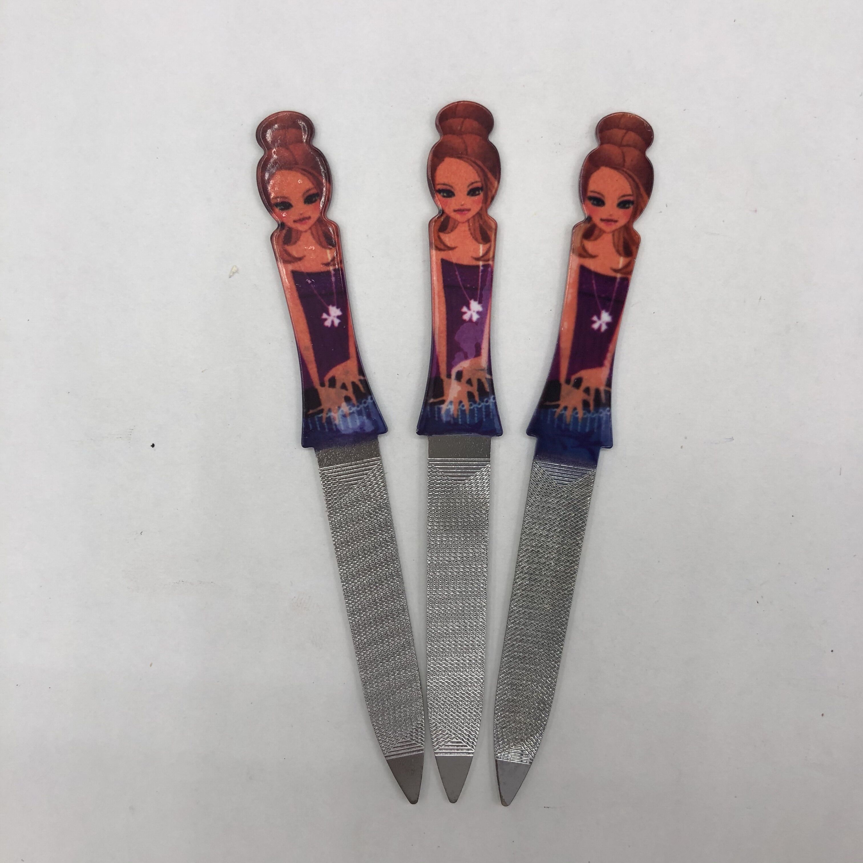 Beauty Head nail file Stainless steel double-ended dual-purpose nail file cuticle fork Plastic handle nail file Nail manicure cuticle remover tool Manicure trimmer Specification drawing