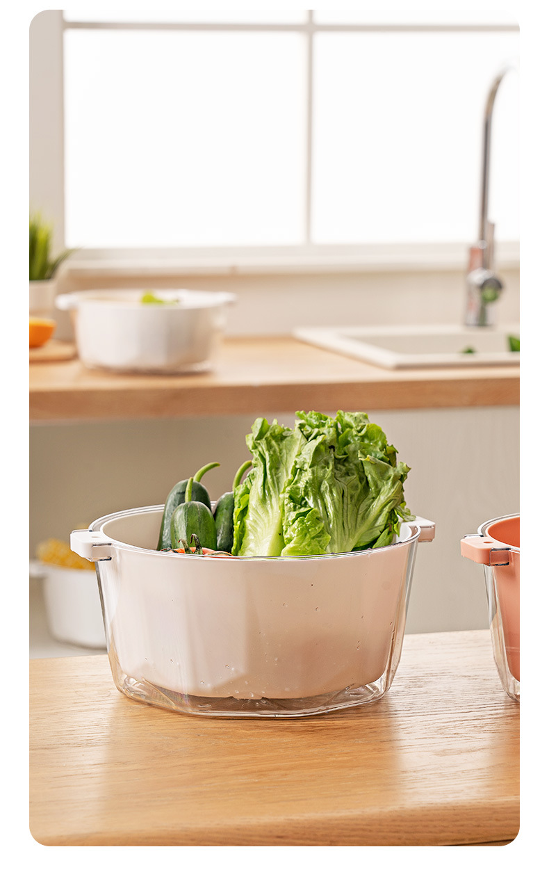 Y24-6235创意厨房沥水洗菜篮家用双层洗菜盆水果蔬菜清洗沥水篮详情图6