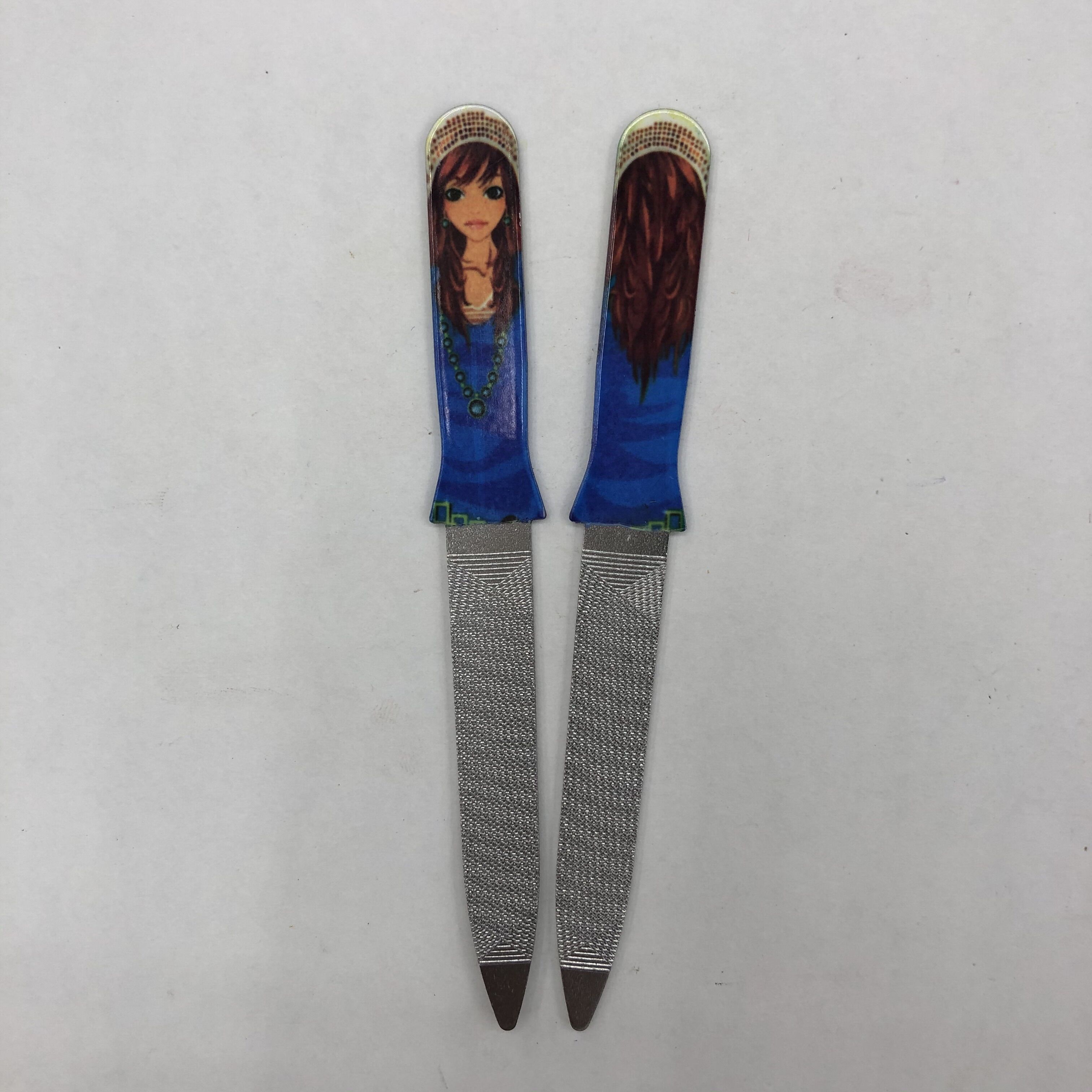 Nail art tools, nail file, stainless steel double-headed dual-purpose nail file, dead skin fork, plastic handle nail file, nail trimming, dead skin removal tool, nail trimmer details Picture