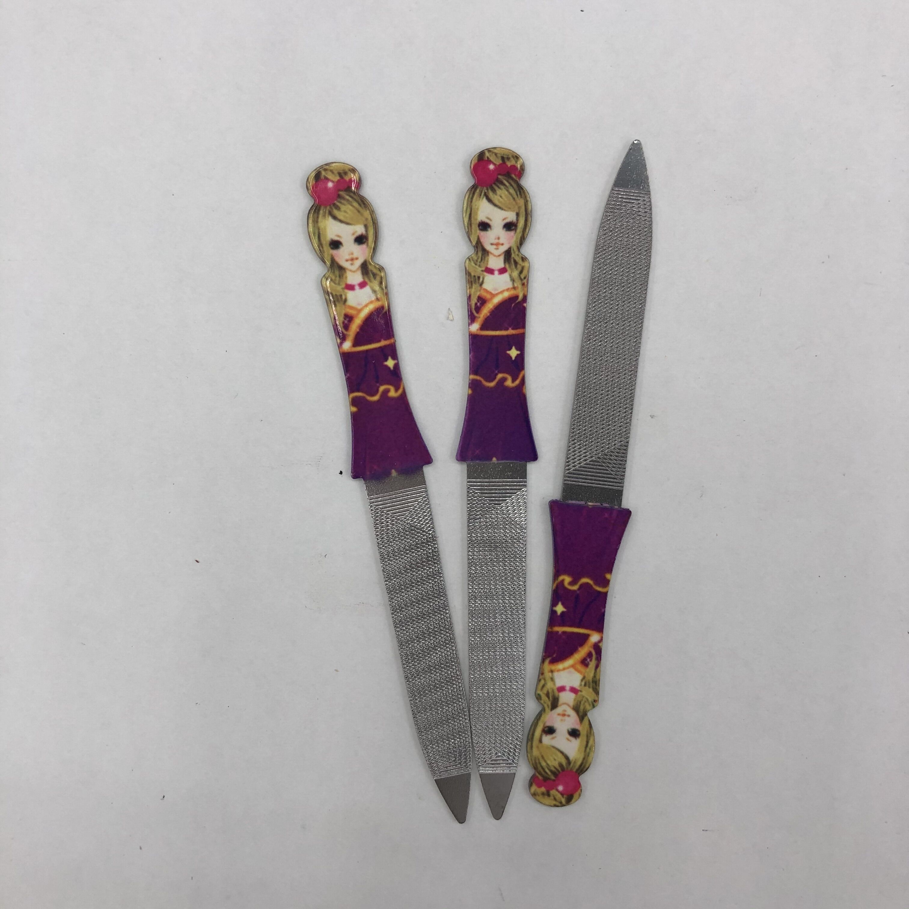 Nail polish file Nail polish file Stainless steel dual-end nail file cuticle fork Plastic handle nail file Nail polish Manicure peeling tool Nail polish remover Specification drawing