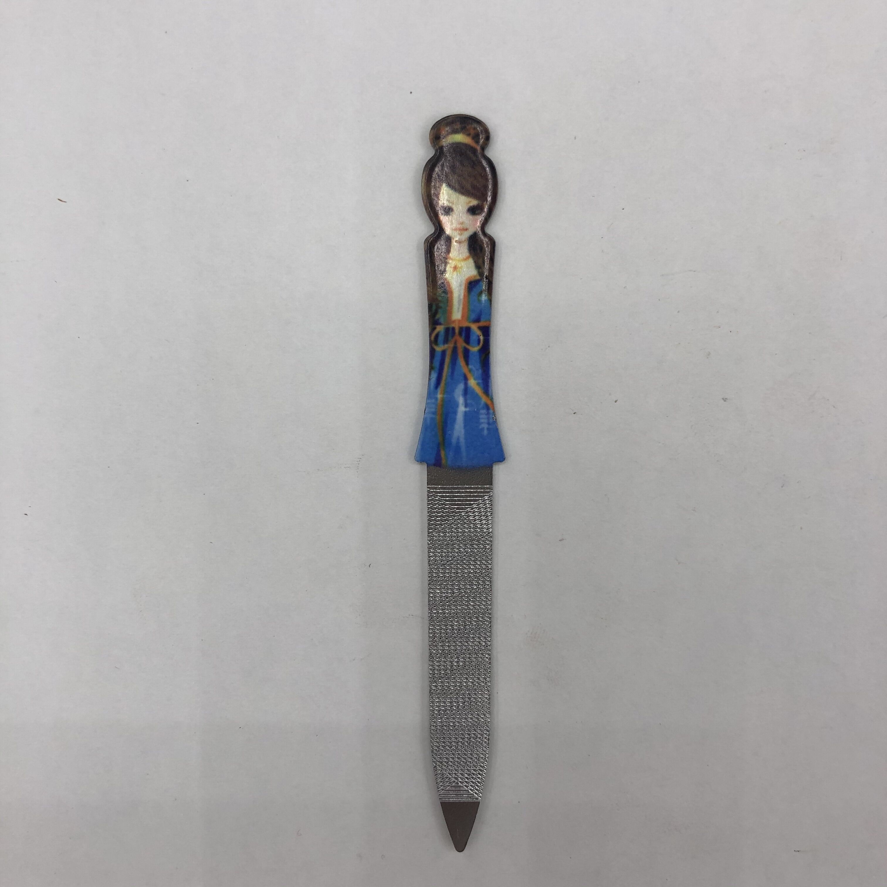 Mixed color Beauty Nail file Stainless steel dual-end nail file cuticle fork Plastic handle nail file Nail manicure cuticle remover tool Manicure trimmer full figure