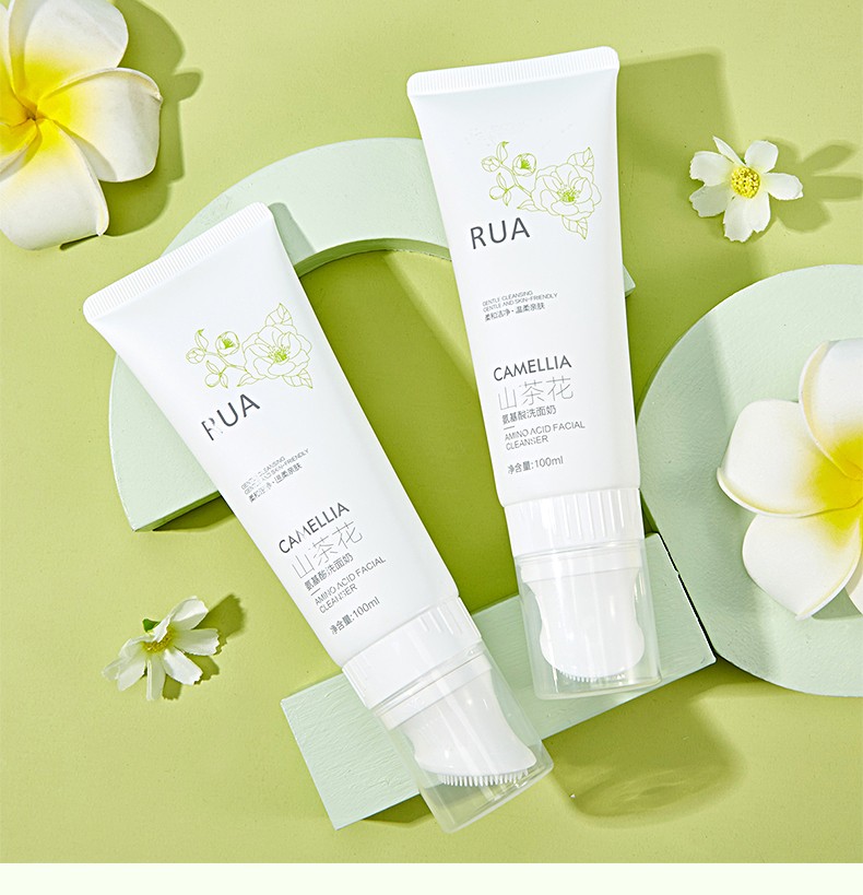 爆款山茶花氨基酸洗面奶温和清洁补水保湿卸妆带刷头洁面乳按摩头详情图18