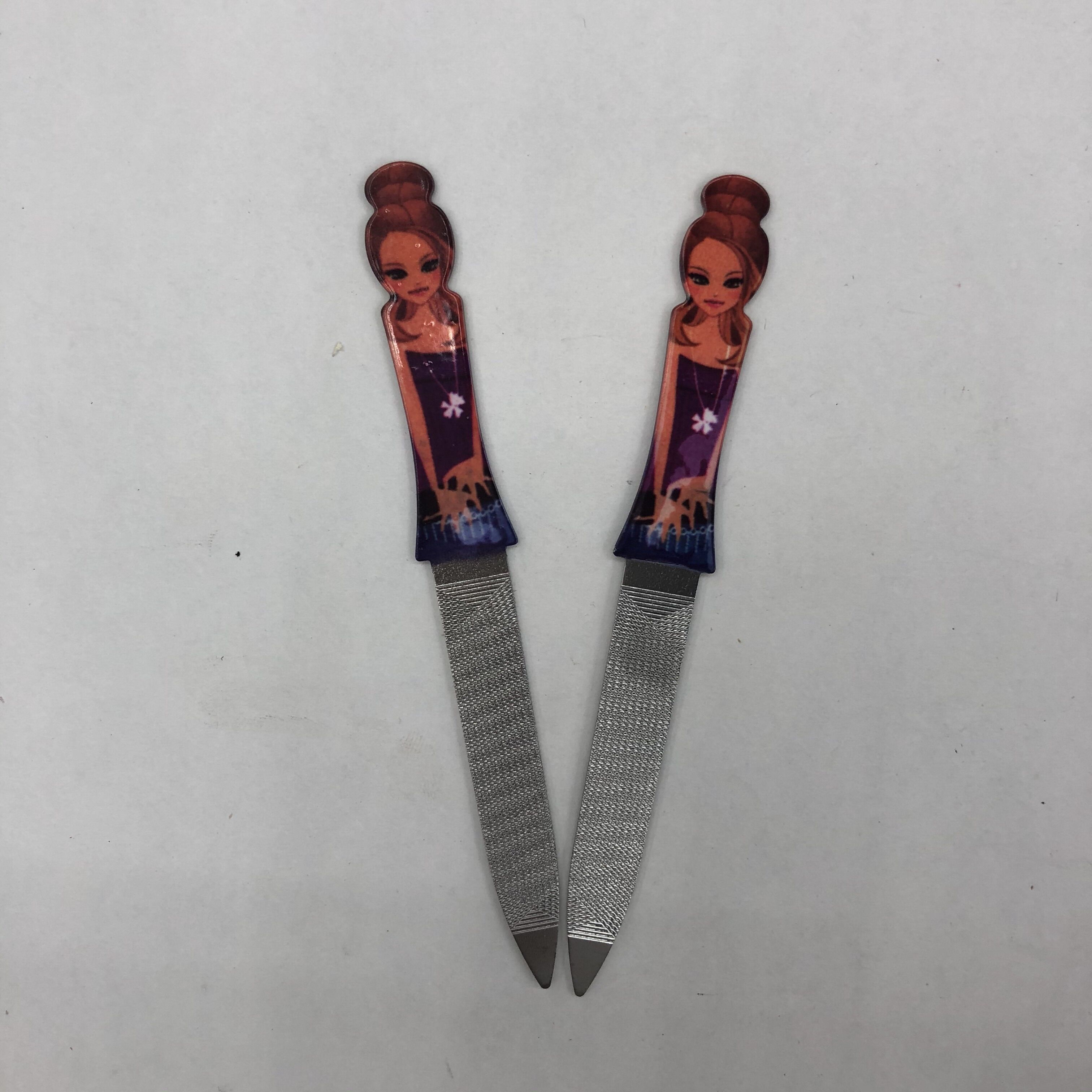 Beauty Head nail file Stainless steel double-ended dual-purpose nail file cuticle fork Plastic handle nail file Nail manicure cuticle remover tool Manicure trimmer details Picture