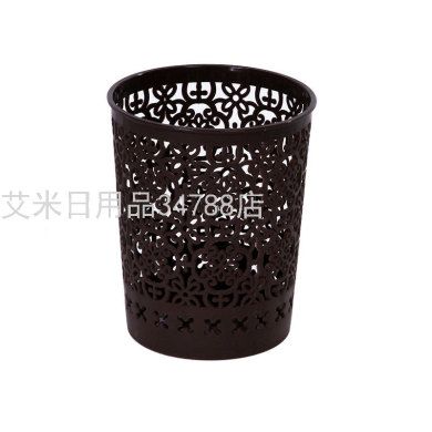 创意仿藤编塑料笔筒 多功能简约镂空学生桌面收纳盒办公文具笔桶产品图