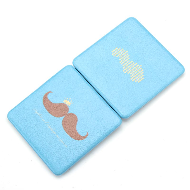 小胡子图案pu皮面正方形pu镜随身镜小镜子化妆镜定制图案可根据客人要求定制图案