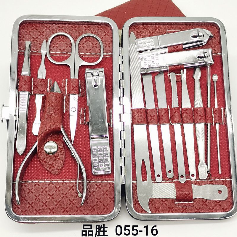 Pinsheng 055-16 Nail Clipper Set, Nail Care Set, 16-piece Set, Factory Direct Sales, Men's and women's home nail care Products, Nail clipper Set, Beauty Set, Eyebrow clipper, file, nail ear dig Item Picture