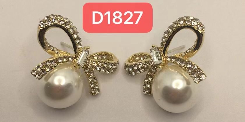 蝴蝶结珍珠耳钉2021新款潮圣诞红复古高级感网红耳饰耳环