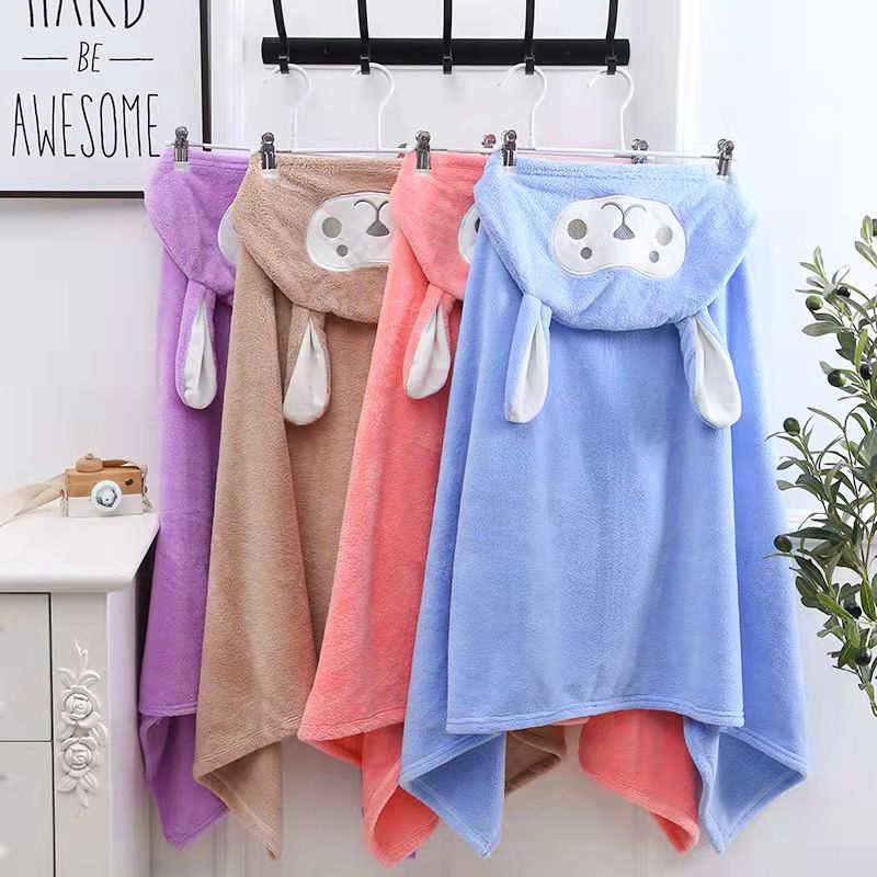 Children's bath towels, cloaks with caps, baby bathrobes, coral fleece, soft and absorbent, newborn baby bath towels details Picture