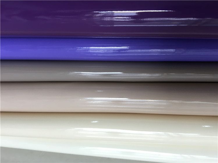 Eco-friendly PU, crease-free, patent leather, mirror finish, glossy leather fabric, hard and soft package sofa, artificial leather, diy handcrafted details Picture