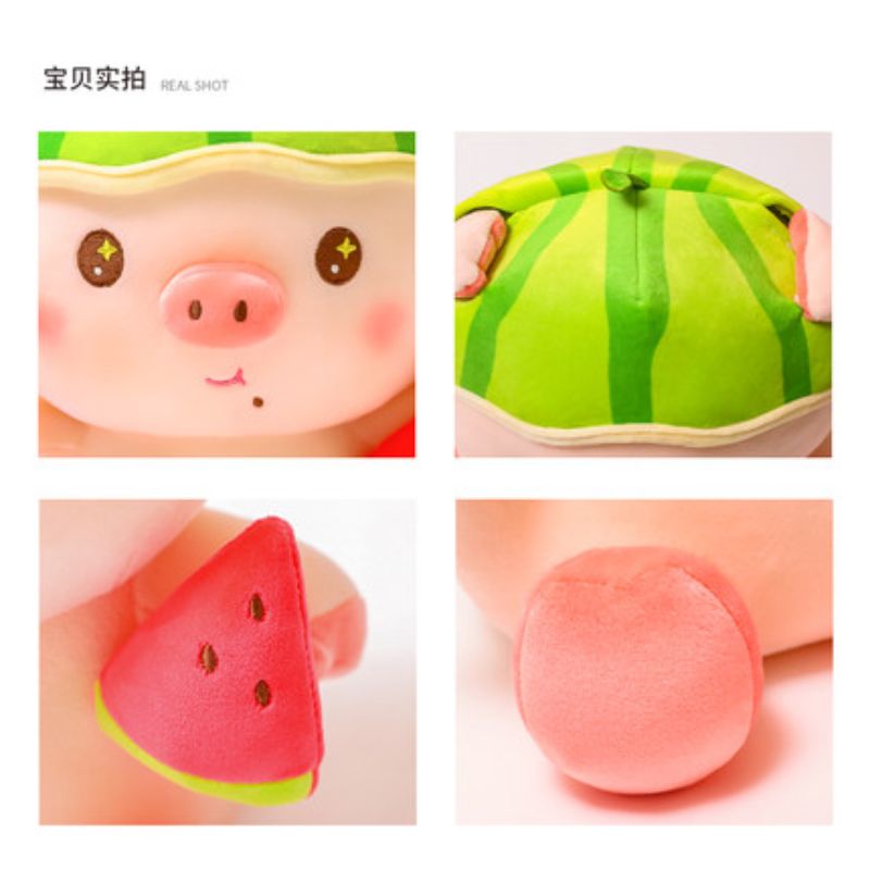 Cute watermelon pig doll, baby plush toy, soothing doll, sleeping pillow, children's birthday gift, Rag Doll Item Picture