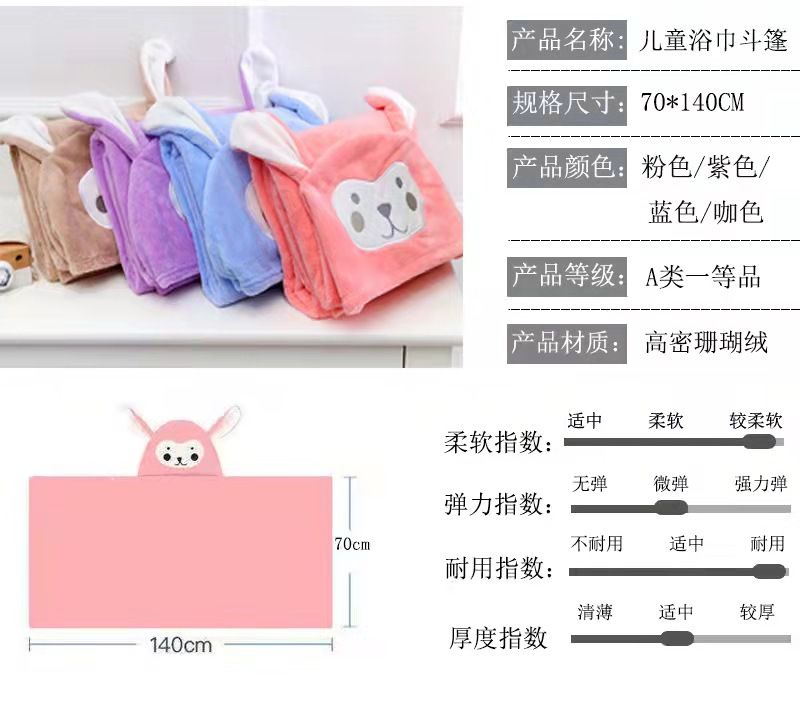 Toalla de baño infantil capa con capucha albornoz bebé coral fleece suave absorbente toalla de baño recién nacido bebé pic 4