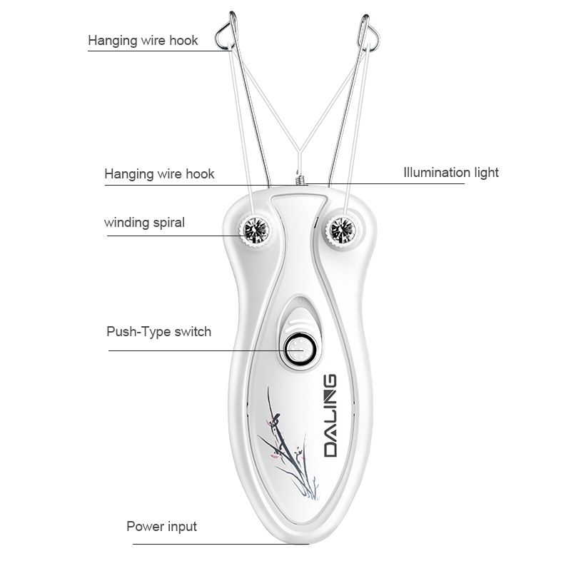 DALING-6008 Electric face straightening device, face hair plucking device, facial hair removal instrument, facial hair remover, face twisting machine, a perfect tool for removing facial hair Specification image