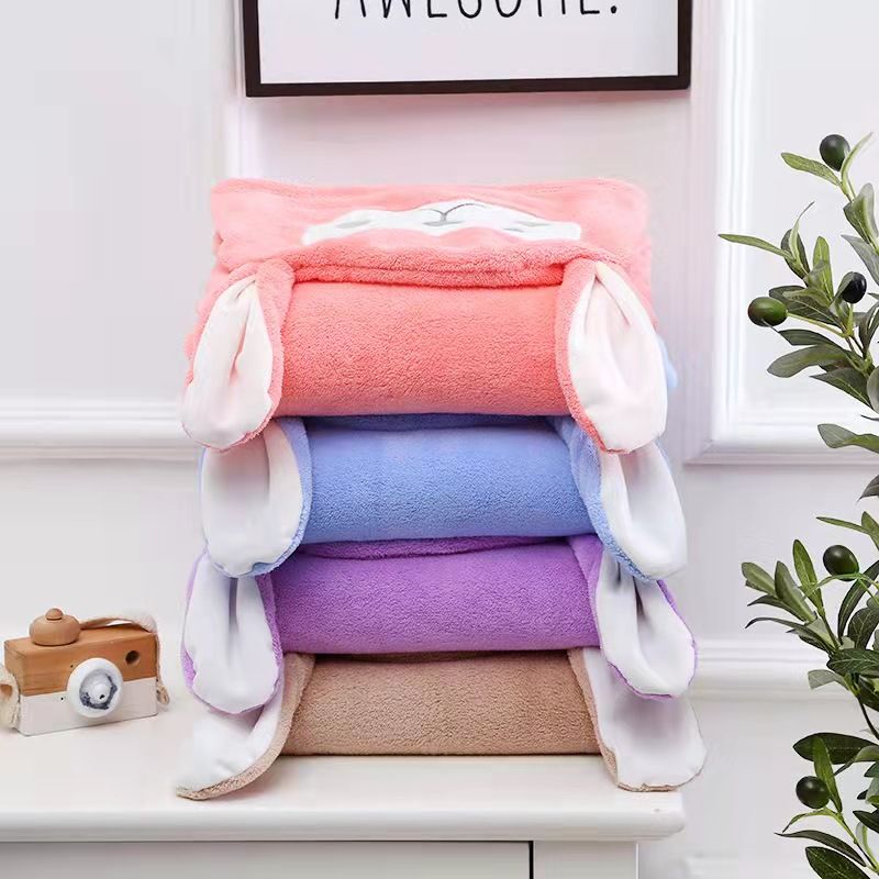 Children's bath towels, cloaks with caps, baby bathrobes, coral fleece, soft and absorbent, newborn baby bath towels Specification image