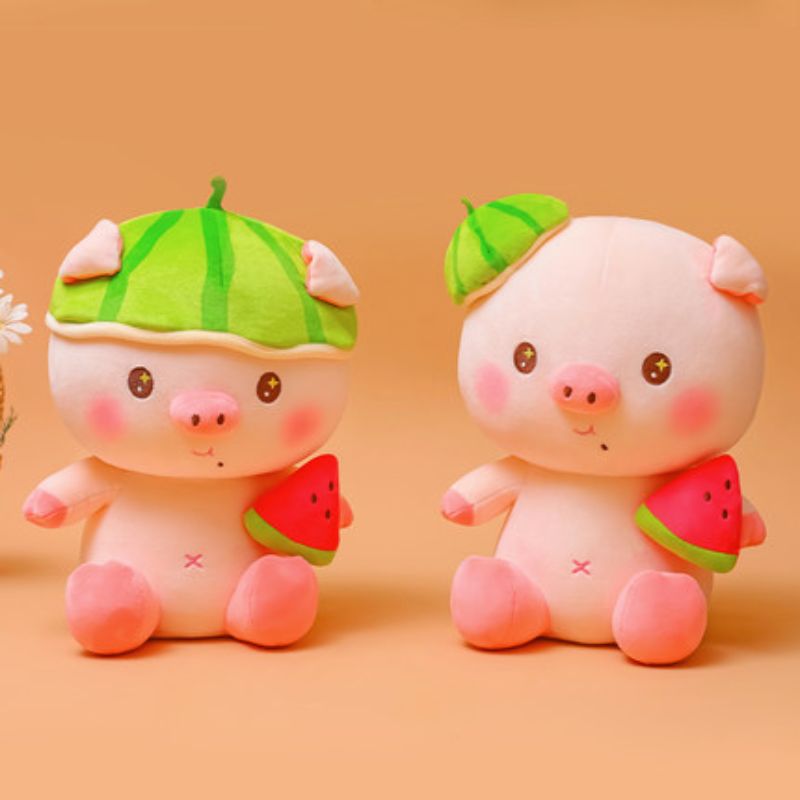 Cute watermelon pig doll, baby plush toy, soothing doll, sleeping pillow, children's birthday gift, Rag Doll Specification image