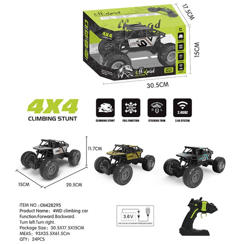 Children's 1:20 alloy off-road climbing remote control car charging high-speed four-wheel drive climbing car boys' remote control toy