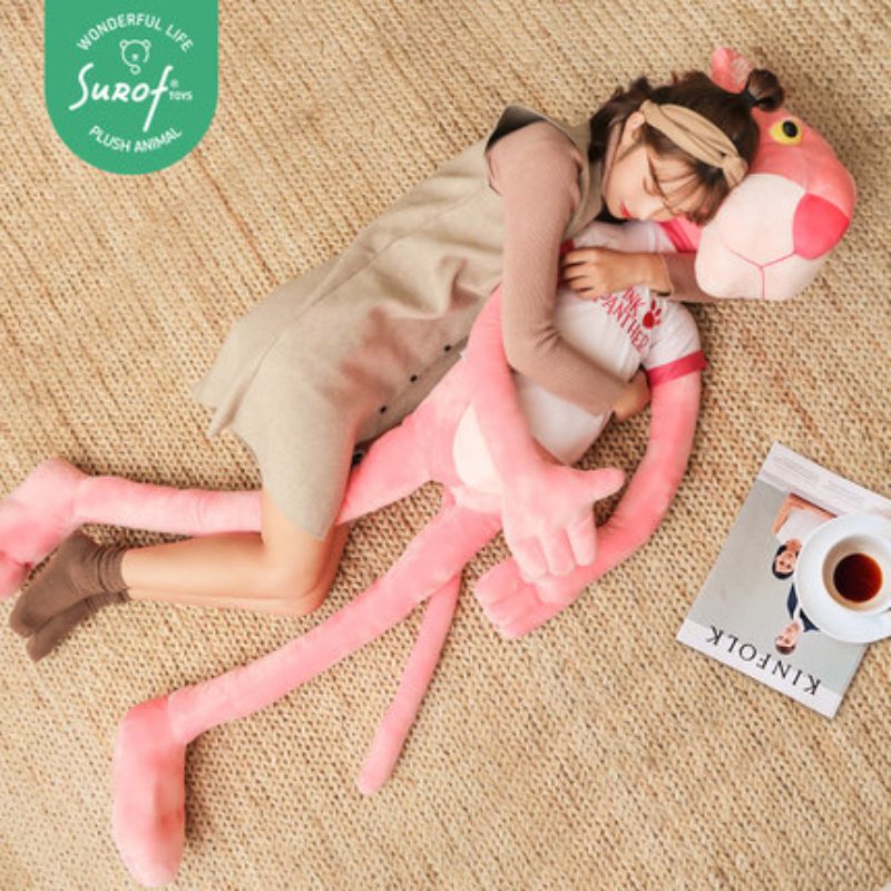 Authentic pink leopard doll, cute pink naughty leopard plush toy, plush pillow, birthday gift for girls