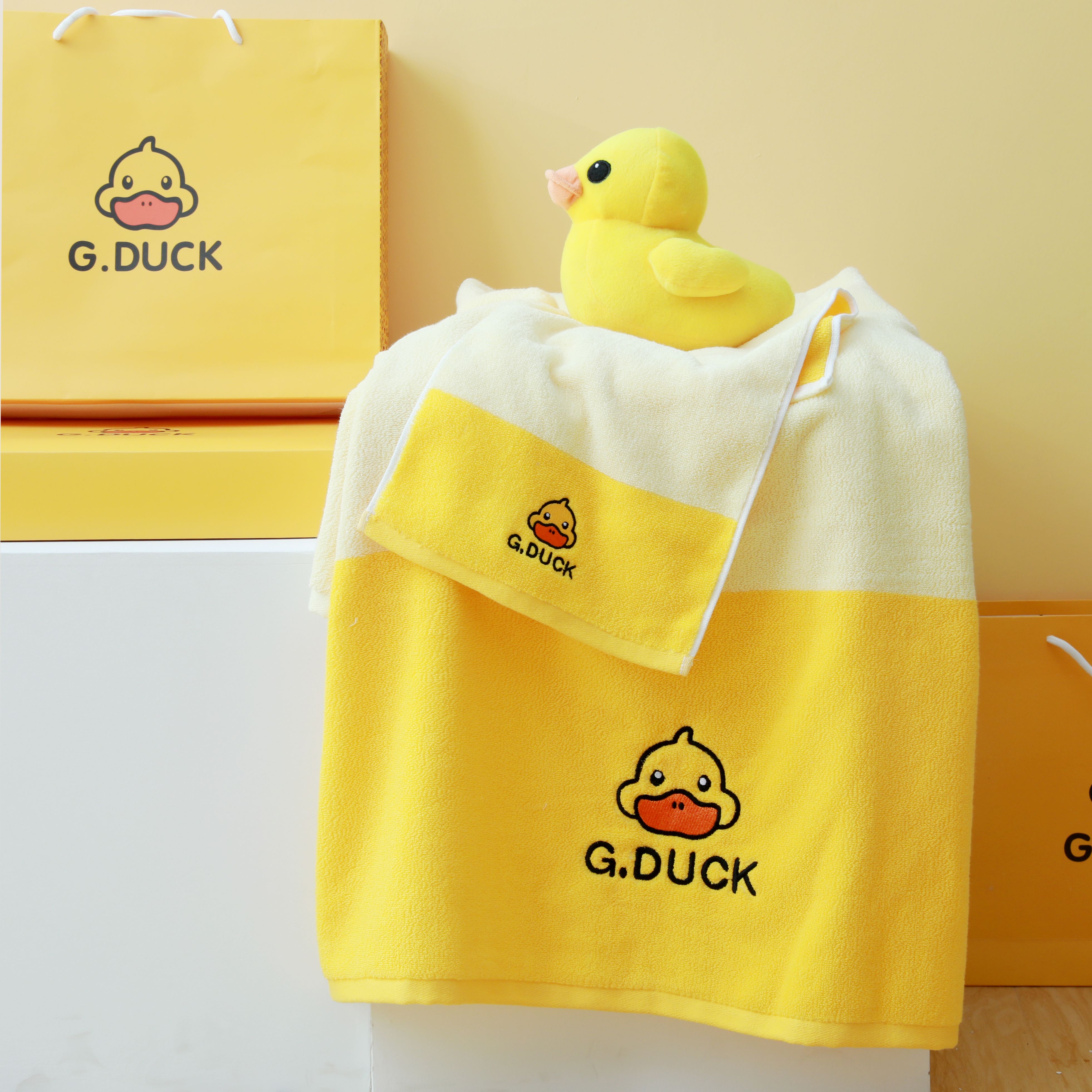 G.DUCK小黄鸭系列浴巾毛巾两条装组合 秒杀专用款式详情图1
