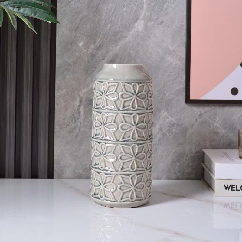 欧式陶瓷花瓶摆件美式复古客厅电视柜酒柜创意装饰摆件插花陶瓷工艺品摆件