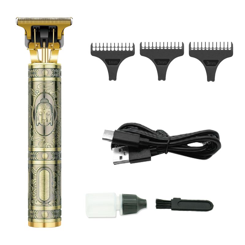 DALING-1305 Engraved clipper, Hair clipper, electric hair clipper, oil hair clipper, hair shaving magic tool, engraved trimming, blank space for hair cutting, Gold-plated Buddha head, USB charging, wholesale for export Application Scenario