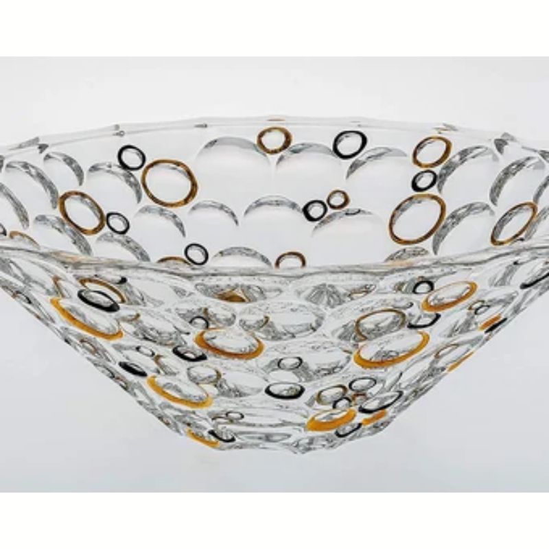  捷克进口水晶玻璃CRYSTAL HB里斯本带黑金圆圈果盘