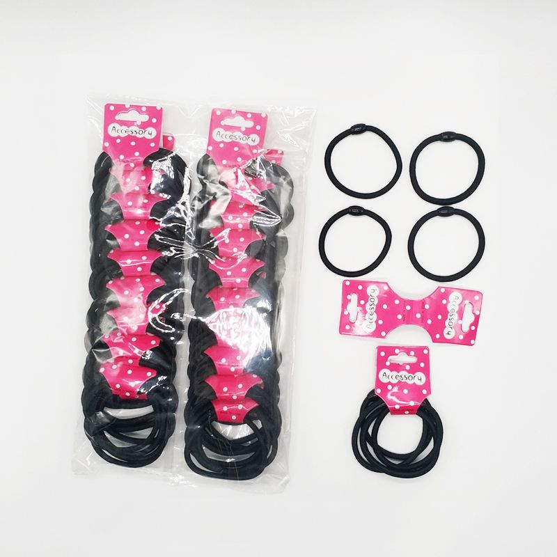 Hair band, rubber band, women's hair tie, Korean version, high-elasticity and durable leather case, simple and elegant, black hair band, thick ponytail, Internet celebrity, 4 pieces per clip Specification image