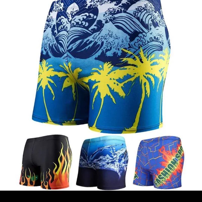 Swim Trunks Male Adult Loose Square Angle Anti-Embarrassment Swimsuit Hot Spring Men's Shorts Beach Pants Set 3