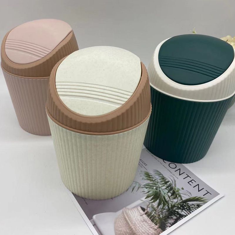 Simple PP wave flip cover desktop small trash can with multiple LIDS, kitchen trash can, household kitchen and living room trash can Item Picture