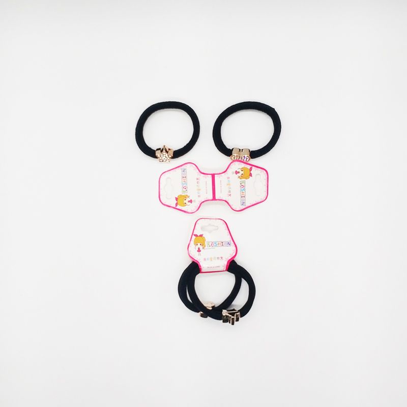 Hair band, rubber band, women's hair tie, Korean style, high-elasticity and durable leather case, simple and elegant, black hair band, thick ponytail, Internet celebrity, 2 pieces, each clip with diamonds, seamless Application Scenario