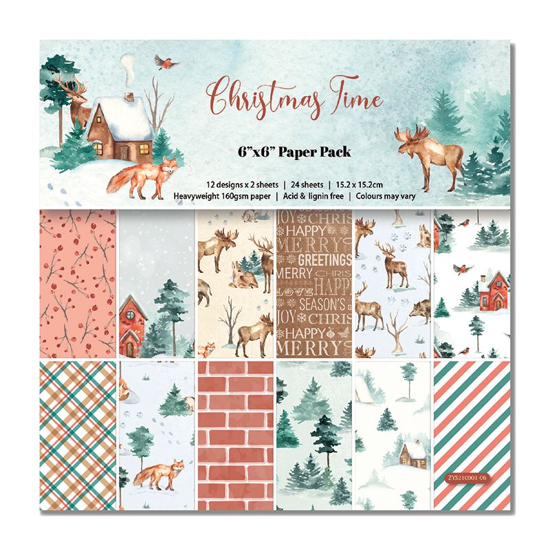 DIY handmade scrapbook planner materials: 6-inch patterned paper background paper, 24 sheets ZYS210901 Specification drawing