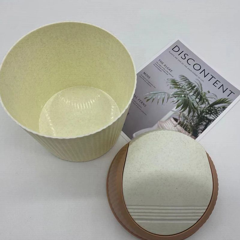 Simple PP wave flip cover desktop small trash can with multiple LIDS, kitchen trash can, household kitchen and living room trash can details Picture