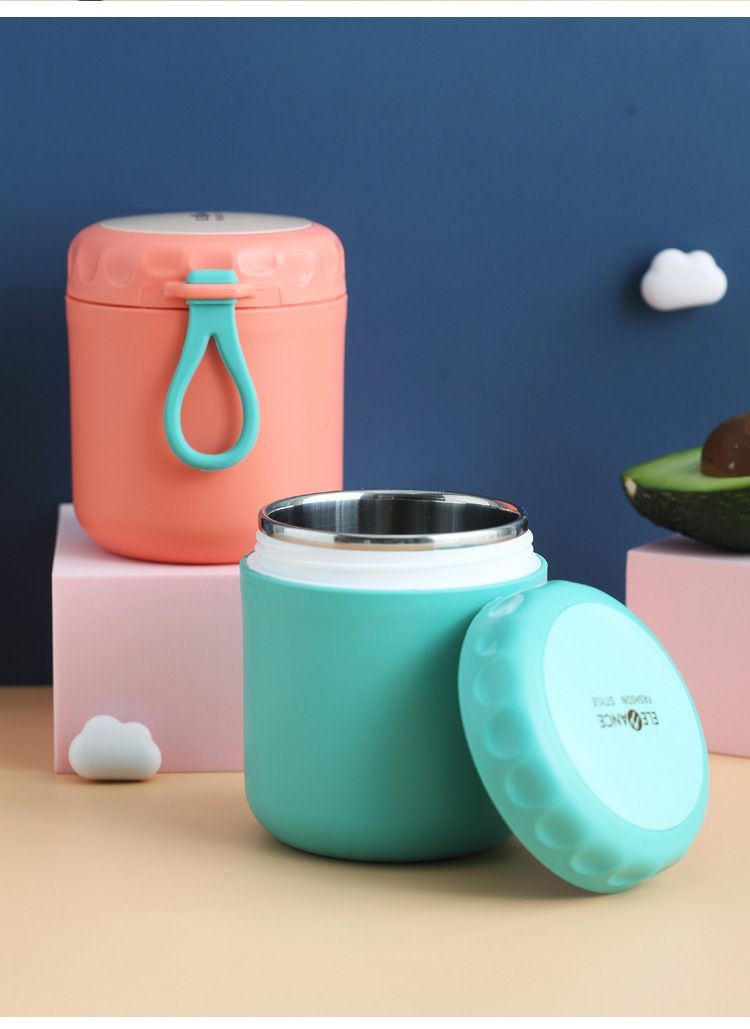 汤杯便携外出带粥带勺学生密封汤罐早餐麦片牛奶杯304不锈钢塑料