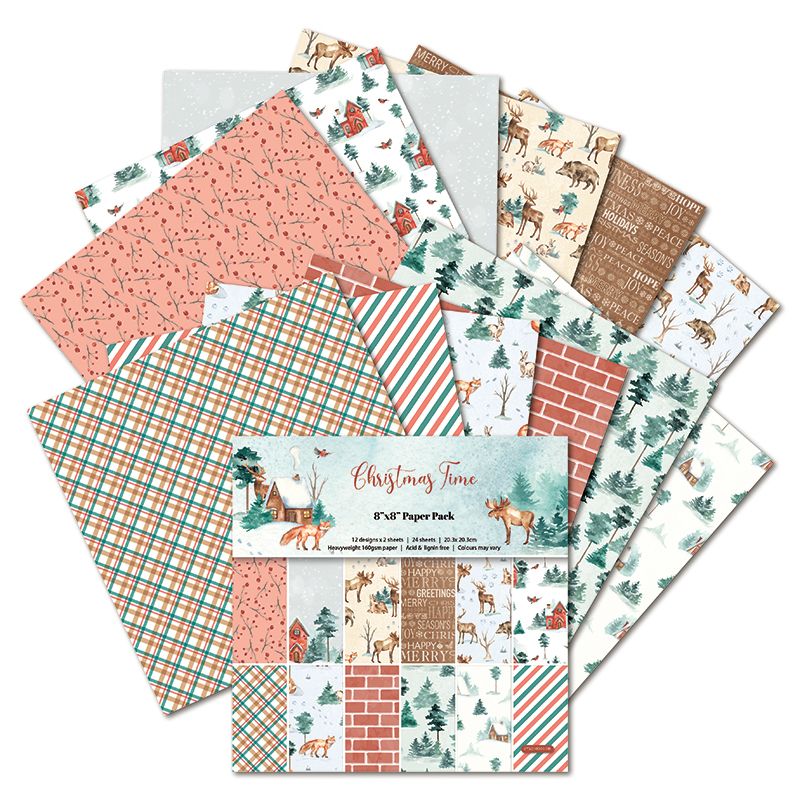 DIY handmade scrapbook planner materials 8-inch pattern paper background paper 24 sheets ZYS210901 Specification drawing