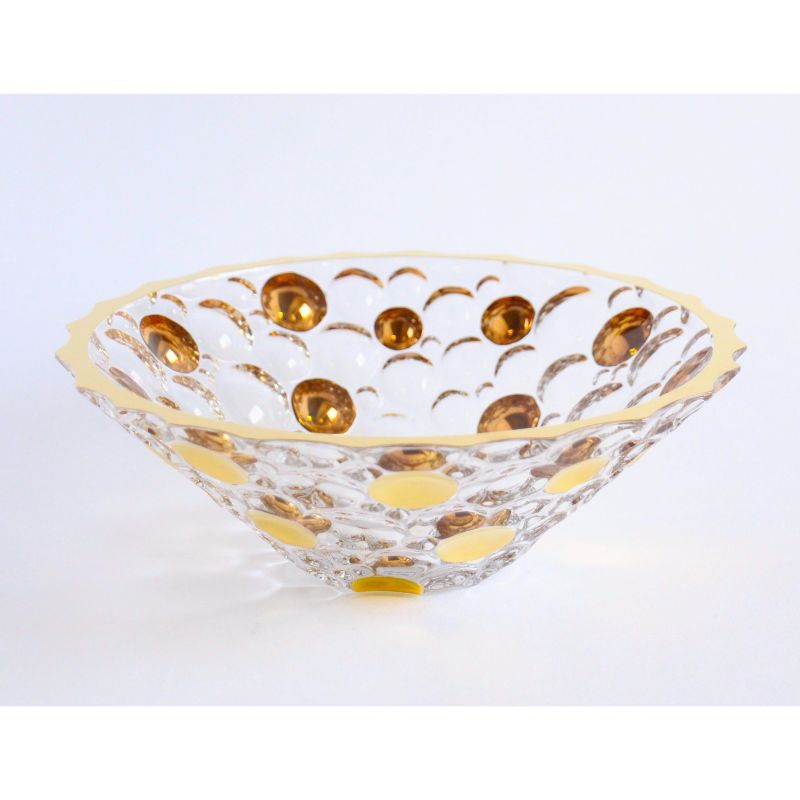  捷克进口水晶玻璃CRYSTAL HB里斯本镶金果盘