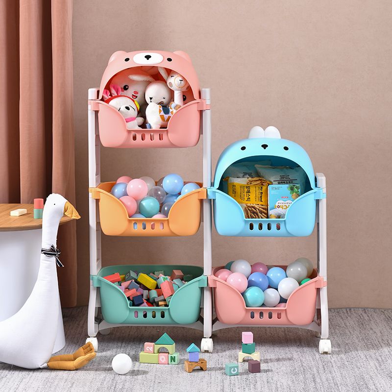 Two-story toy storage rack, bedroom children's storage rack, living room snacks, picture book floor multi-layer storage rack details Picture