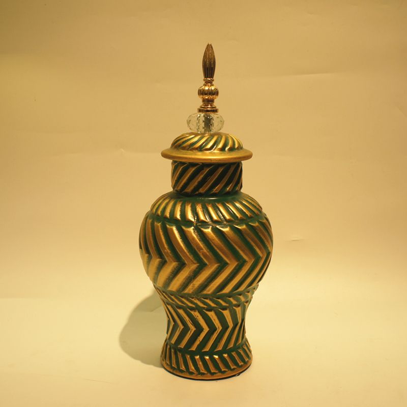New American ceramic vase three-piece creative Hotel soft decoration pieces Hand-painted ceramic dry vase craft 2 Golden Castle vase Item Picture