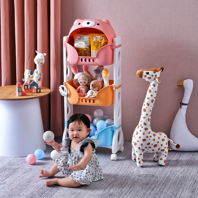 Three-layer bookshelf, children's toy storage rack, multi-layer trolley storage rack, floor-standing children's toy storage rack details Picture