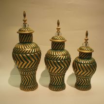 新款美式陶瓷花瓶三件套 创意酒店软装摆件 手绘陶瓷干花瓶工艺2