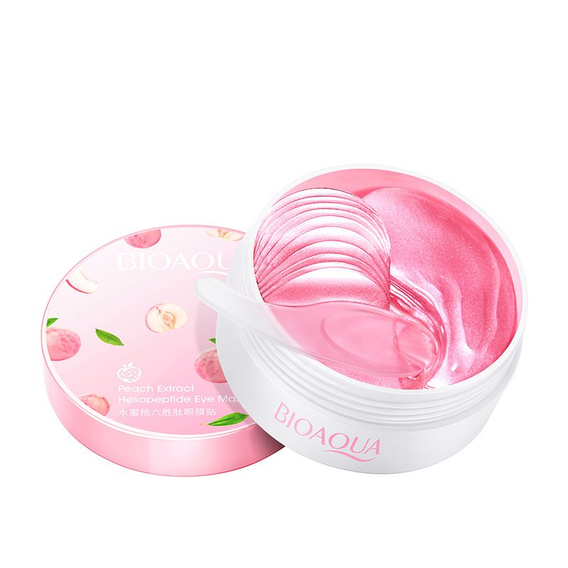 Poquanya peach six peptides eye mask moisturizing and moisturizing to improve eye circumference reduce dark eye circles moisturizing eye mask sticking eye care full figure