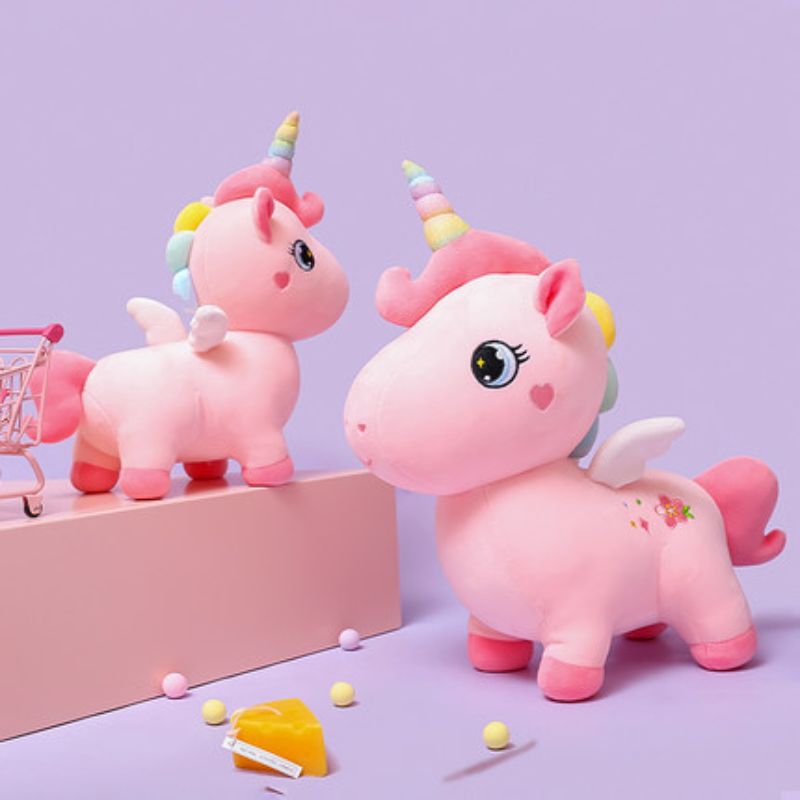 Internet-famous unicorn plush toy, girl bed pillow, children's doll, soothing doll, rainbow pony Item Picture