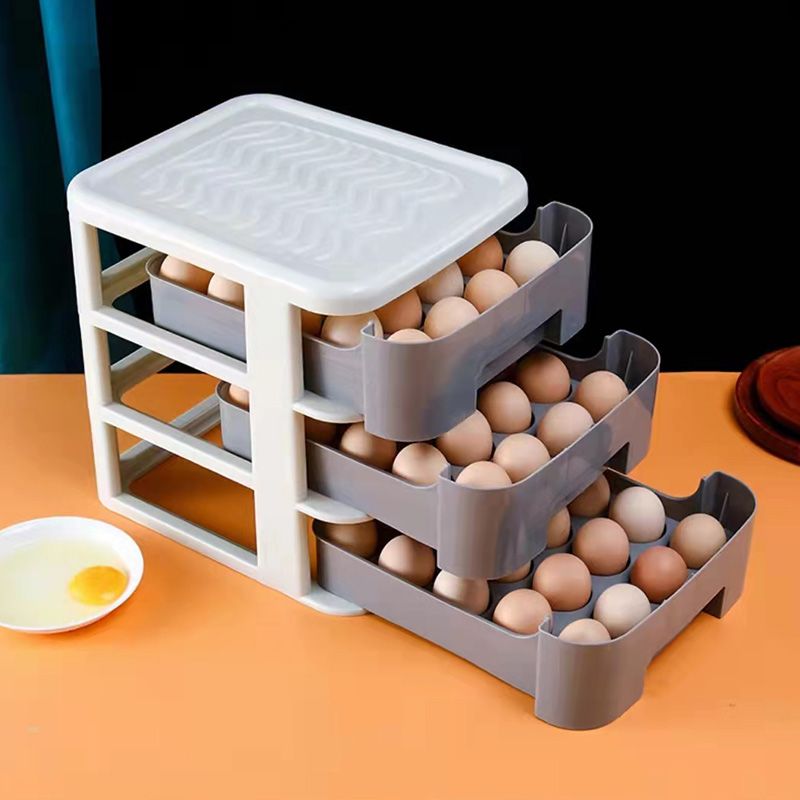 Three-layer drawer-type egg storage box, multi-layer refrigerator egg storage box, 20-piece vertical storage egg box full figure