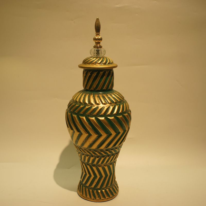 New American ceramic vase three-piece creative Hotel soft decoration pieces Hand-painted ceramic dry vase craft 2 Golden Castle vase Specification drawing