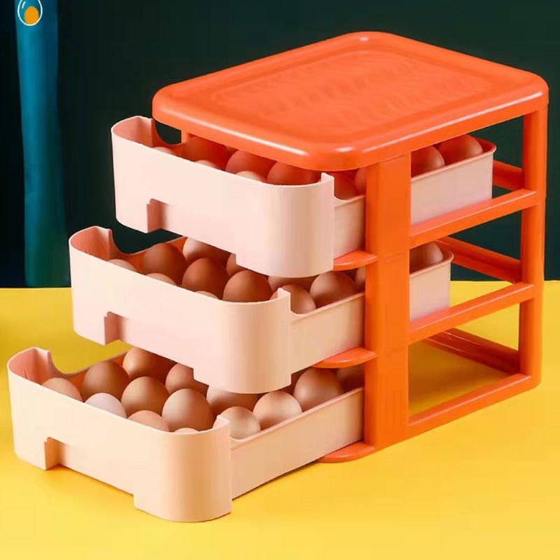 两层鸡蛋收纳盒冰箱保鲜滚动鸡蛋架托便携抽屉式装鸡蛋盒子可叠加