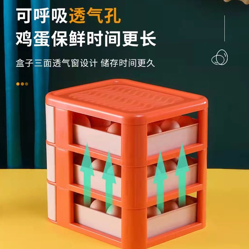 Three-layer drawer-type egg storage box, multi-layer refrigerator egg storage box, 20-piece vertical storage egg box Application Scenario