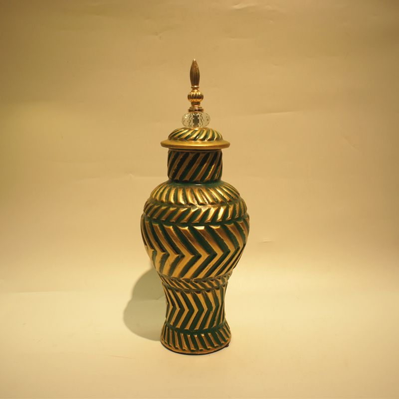 New American ceramic vase three-piece creative Hotel soft decoration pieces Hand-painted ceramic dry vase craft 2 Golden Castle vase Application Scenario