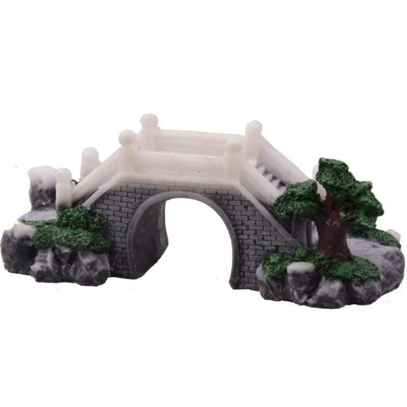 厂家直供 白玉桥15.5cm拱桥水族馆鱼缸配件 海洋造景花盆园艺装饰白底实物图